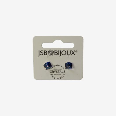 Minđuše sa Swarovski kristalima - Plava kocka kristal