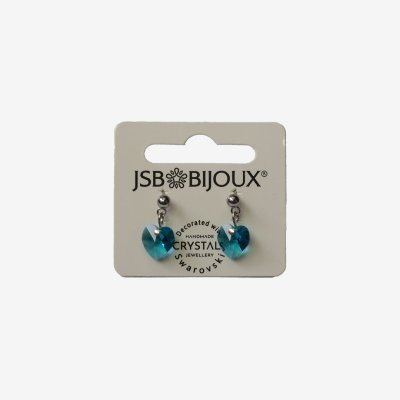 Minđuše sa Swarovski kristalima - Tirkizno srce kristal