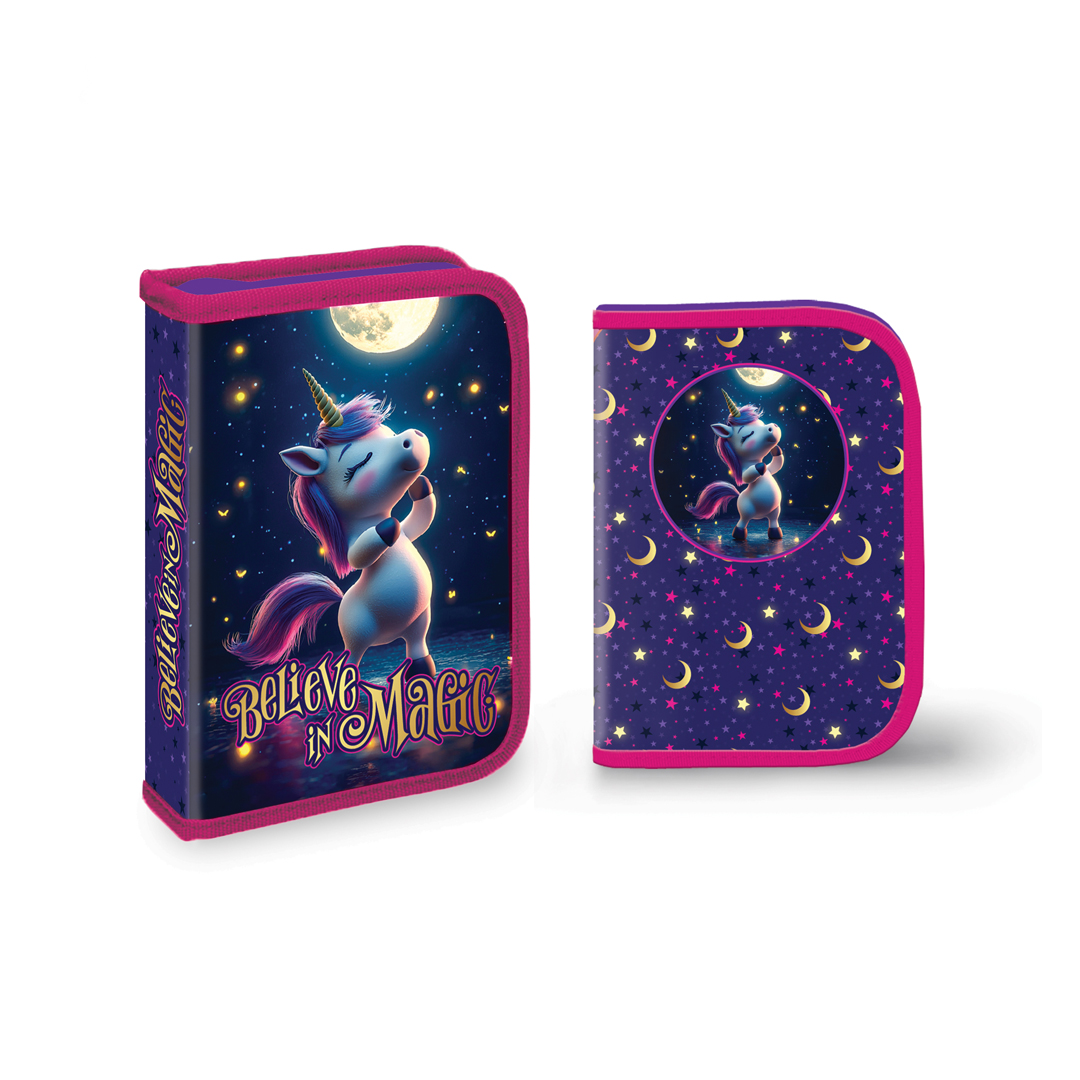 Puna jednodelna pernica sa dva flepa - Unicorn & Moon