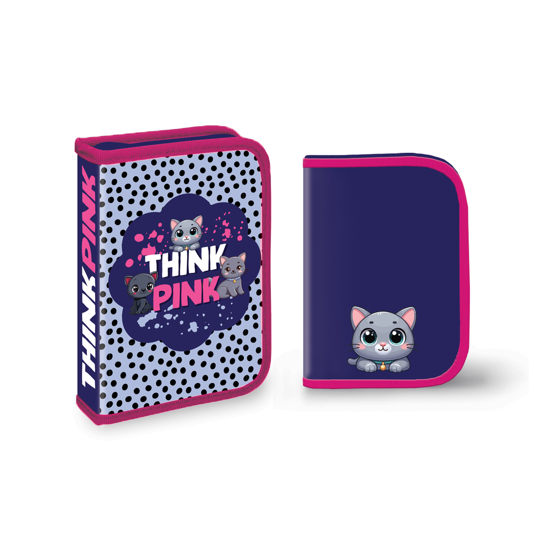 Puna jednodelna pernica sa dva flepa - Think Pink